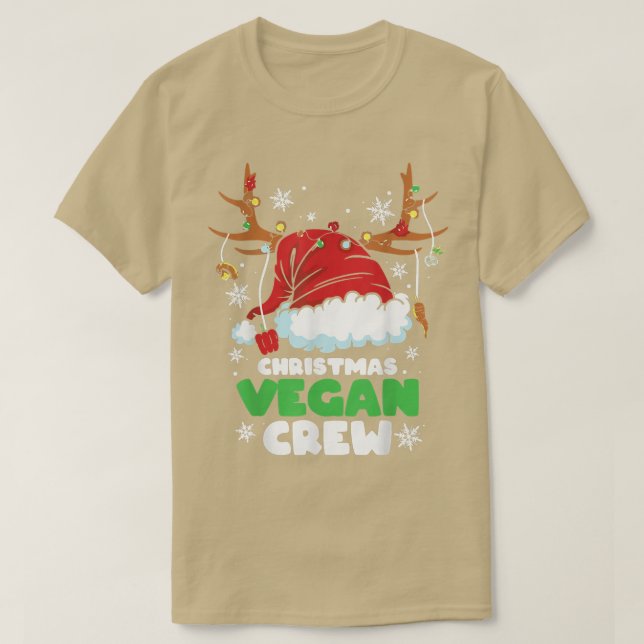 Christmas Lights Vegan Crew Vegetarian Reindeer Sa T Shirt (Design framsida)