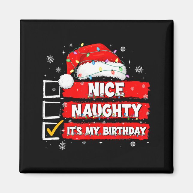 Christmas List Santa Claus Nice Naughty It's My Bi Magnet (Framsidan)