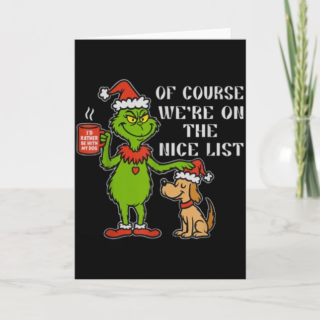 Christmas List Santa, Funny Nice List Gift For Dog Kort (Framsida)