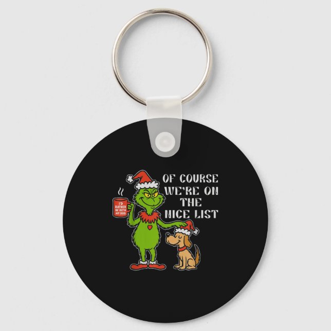 Christmas List Santa, Funny Nice List Gift For Dog Nyckelring (Framsida)