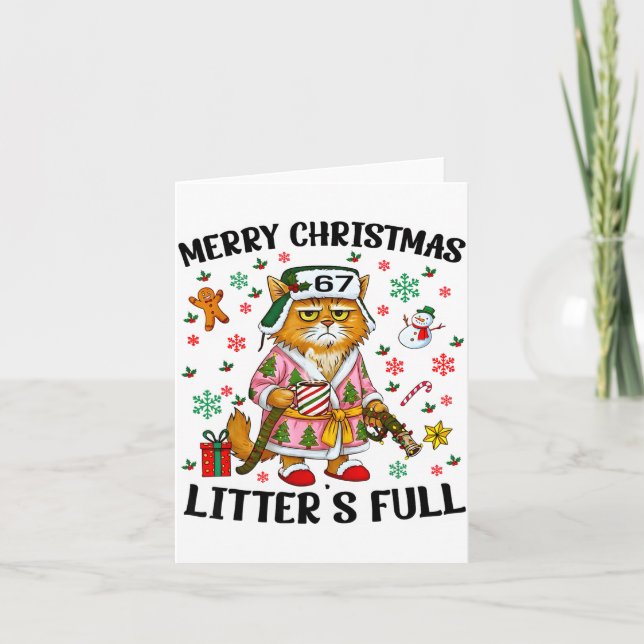 Christmas Litter’s Full 67 Xmas Funny Kitty Gift C Kort (Framsida)