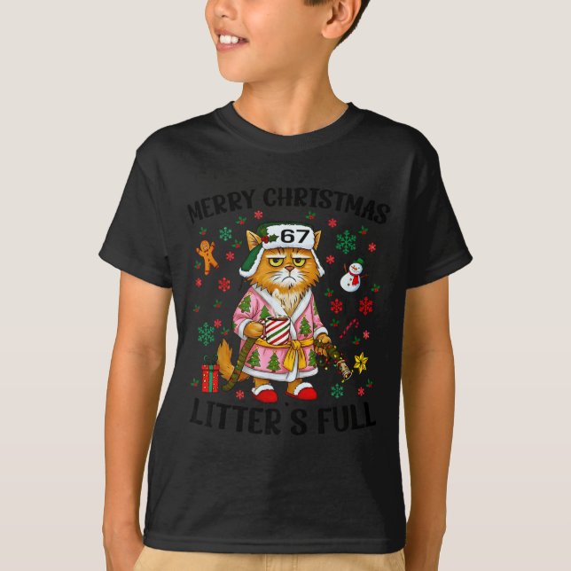 Christmas Litter’s Full 67 Xmas Funny Kitty Gift C T Shirt (Framsida)