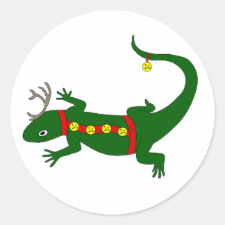 Christmas Lizard Stickers Runt Klistermärke
