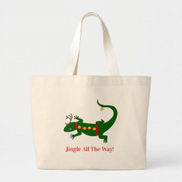 Christmas Lizard Tote Bag Jumbo Tygkasse