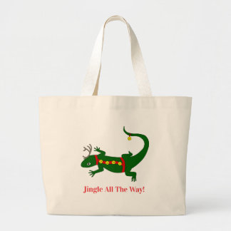 Christmas Lizard Tote Bag Jumbo Tygkasse