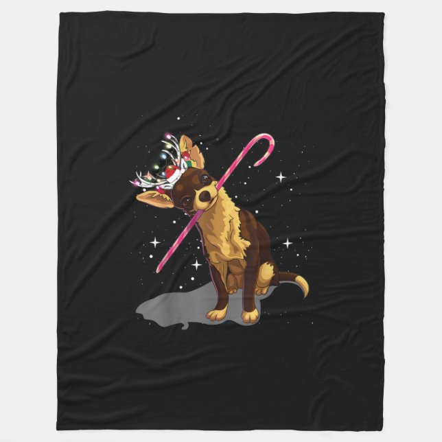 christmas ljus chihuahua fleecefilt (Framsidan)