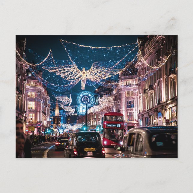 CHRISTMAS LJUS - REGENT STREET, LONDON, UK VYKORT (Framsida)