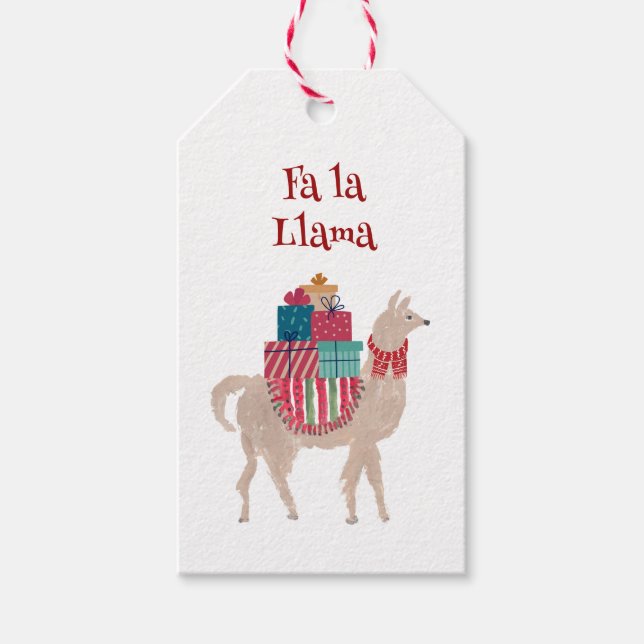 Christmas Llama Retro Hand-Illustrated Holiday  Presentetikett (Framsidan)
