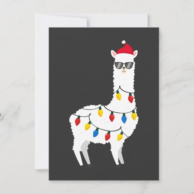 Christmas Llama Santa Hat Sunglasses Alpaca Funny  Inbjudningar (Framsida)