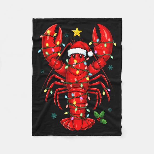 Christmas Lobster With Santa Hat Funny Holiday  Fleecefilt (Framsidan)