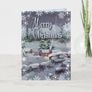 CHRISTMAS LOG CABIN by SHARON SHARPE Helgkort