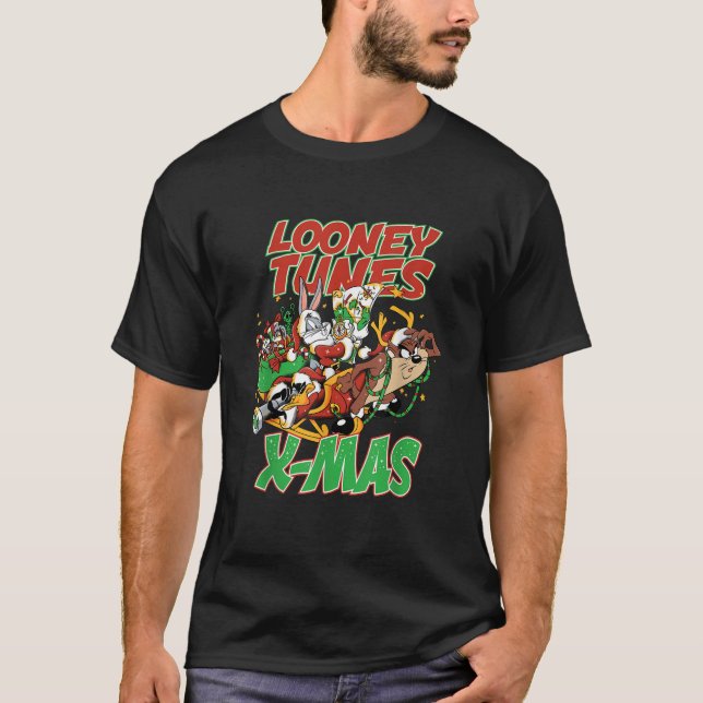 Christmas Looney Tunes Tax Reindeer Sleigh Bugs Da T Shirt (Framsida)