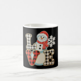 Christmas Love Cute Snowman Buffalo Plaid Winter Kaffemugg