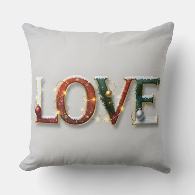 Christmas LOVE Festive Decorative Pillow Kudde (Framsida)