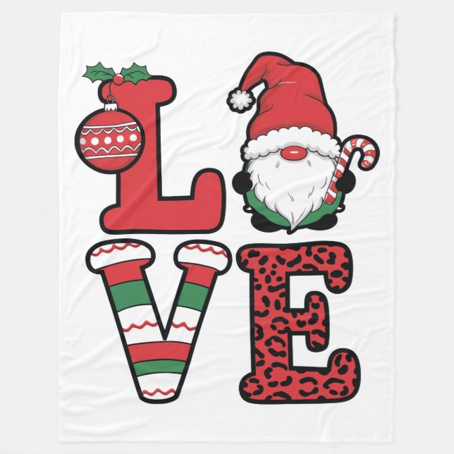 Christmas Love Gnome Holiday Festive Design Fleecefilt (Framsidan)