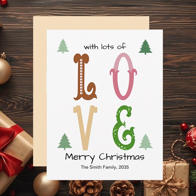 Christmas Love Modern Typography Flat Holiday Card Julkort (Christmas Love Modern Typography Flat Holiday Card )