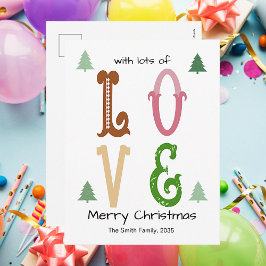 Christmas Love Modern Typography Holiday Card Helg Vykort