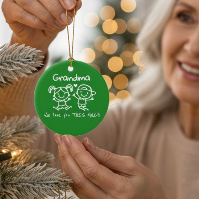 Christmas Love You Grandma Fun Graphic Gift Julgransprydnad Keramik (Skapare uppladdad)
