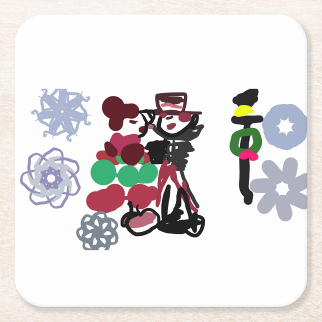 Christmas Lovely walking Underlägg Papper Kvadrat (Framsidan)