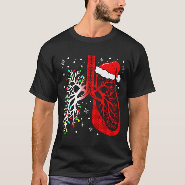 Christmas Lung Lights Resratory Therast Holiday  T Shirt (Framsida)