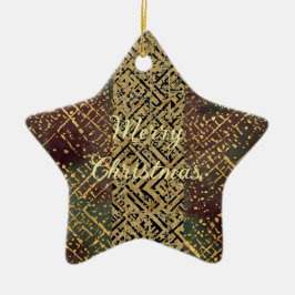 Christmas Luxury Pattern, Red Gold Green Black Julgransprydnad Keramik