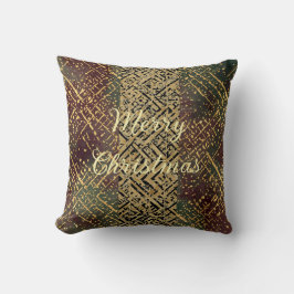 Christmas Luxury Pattern, Red Gold Green Black Kudde