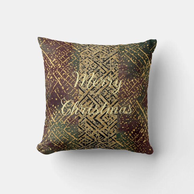 Christmas Luxury Pattern, Red Gold Green Black Kudde (Framsida)