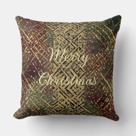 Christmas Luxury Pattern, Red Gold Green Black Kudde