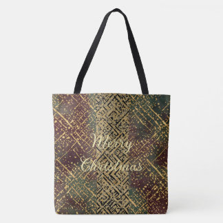 Christmas Luxury Pattern, Red Gold Green Black Tygkasse