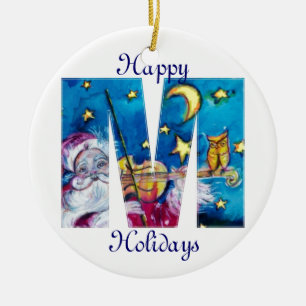 CHRISTMAS M BREV / INSPIRED SANTA MONOGRAM JULGRANSPRYDNAD KERAMIK
