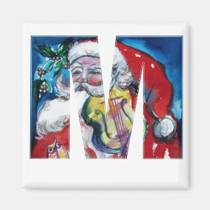 CHRISTMAS M BREV / SANTA MED VIOLIN MONOGRAM MAGNET