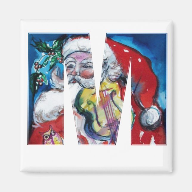 CHRISTMAS M BREV / SANTA MED VIOLIN MONOGRAM MAGNET (Framsidan)