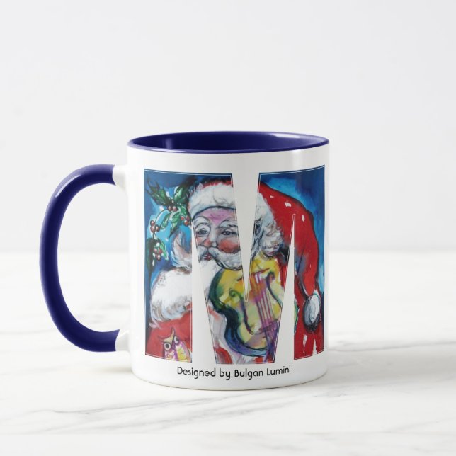 CHRISTMAS M BREV / SANTA MED VIOLIN MONOGRAM MUGG (Vänster)