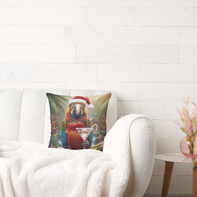 Christmas Macaw Parrot With Martini Cocktail Kudde (Soffa)