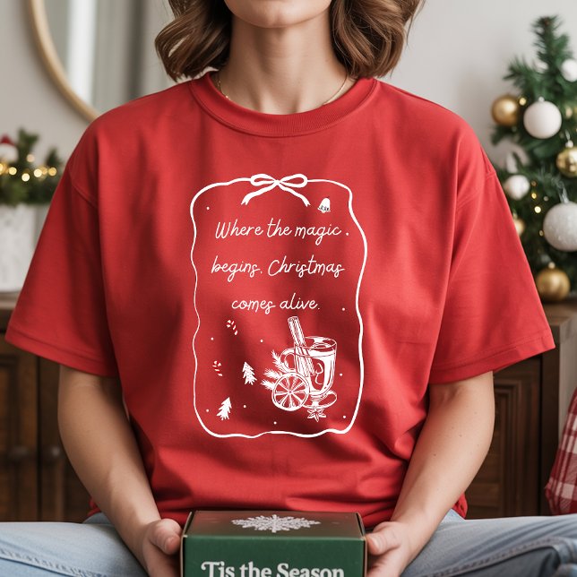 Christmas Magic Begins – Holiday Quote Design T Shirt (Skapare uppladdad)