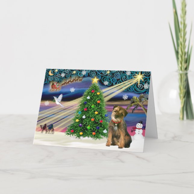 Christmas Magic Border Terrier Helgkort (Framsida)