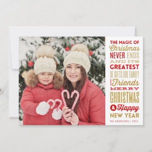 CHRISTMAS MAGIC fotokort för helgdag-typografi Kort