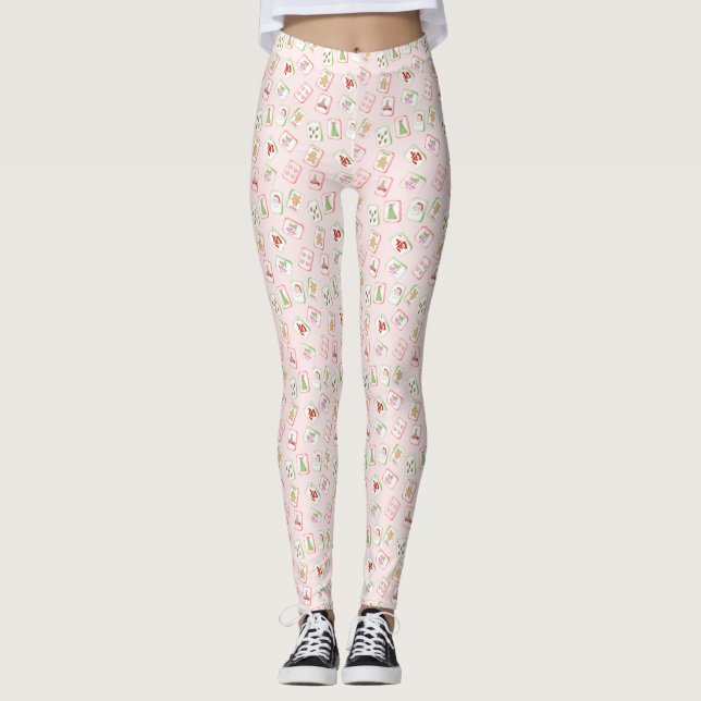 Christmas Mahjong Tiles Leggings (Framsida)