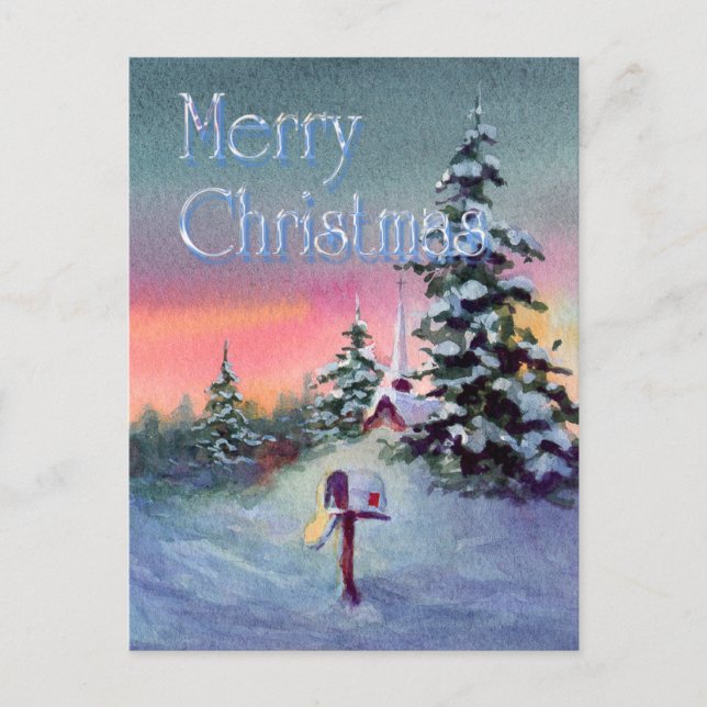 CHRISTMAS MAILBOX by SHARON SHARPE Helg Vykort (Framsida)