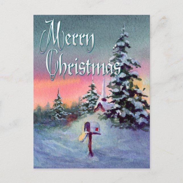 CHRISTMAS MAILBOX by SHARON SHARPE Helg Vykort (Framsida)