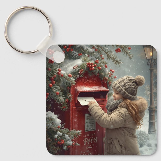 Christmas mailbox  cute festive winter accessory nyckelring (Framsida)