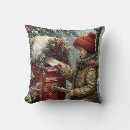 Christmas mailbox throw pillow winter cozy cushion kudde