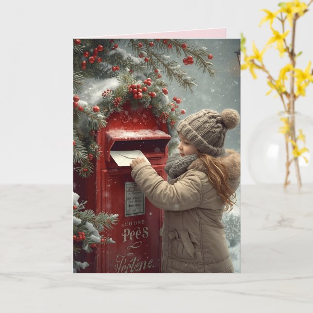 Christmas mailbox warm festive holiday message kort (Gul blomma)