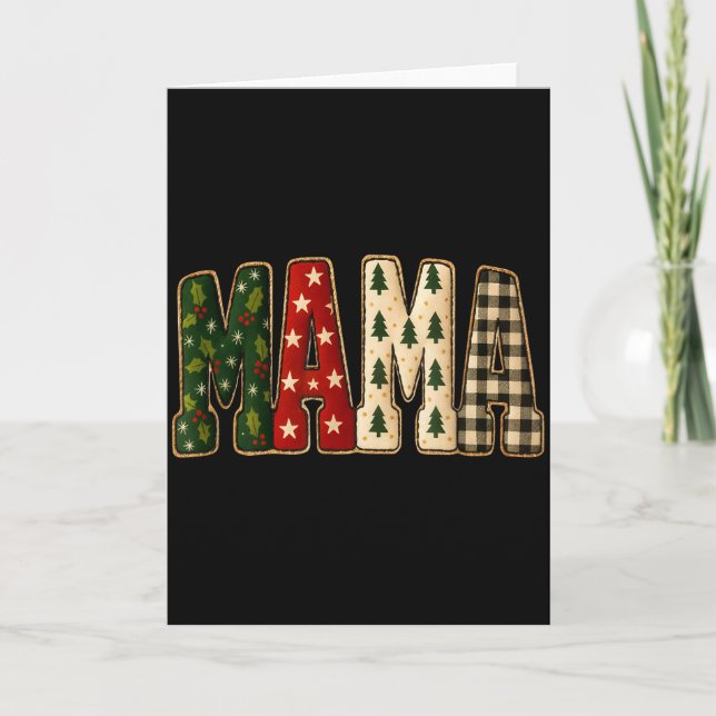 Christmas Mama,tree Buffalo Plaid Mama Funy Gift T Kort (Framsida)