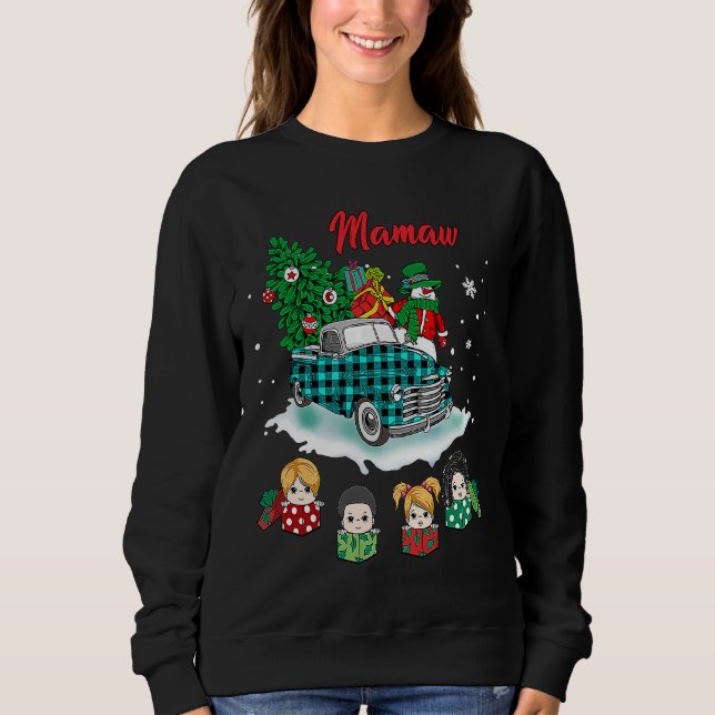 Christmas Mamaw Christmas Tree Green Truck Cute T Shirt (Framsida)