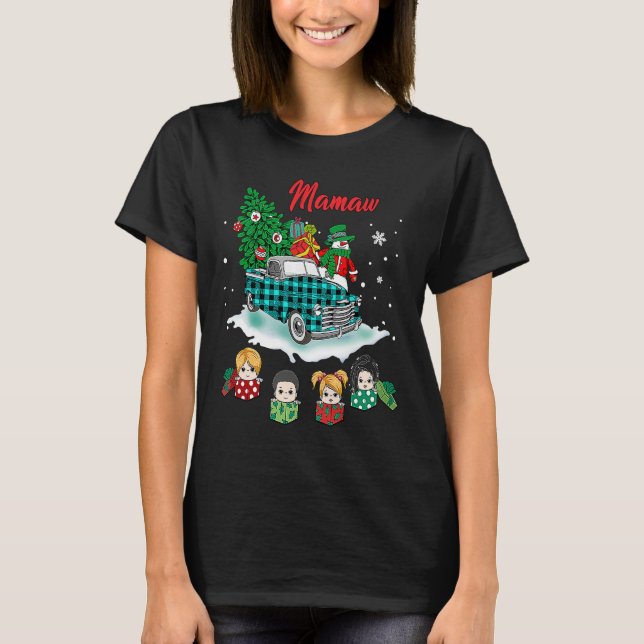 Christmas Mamaw Christmas Tree Green Truck Cute T Shirt (Framsida)