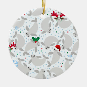 christmas manatee julgransprydnad keramik