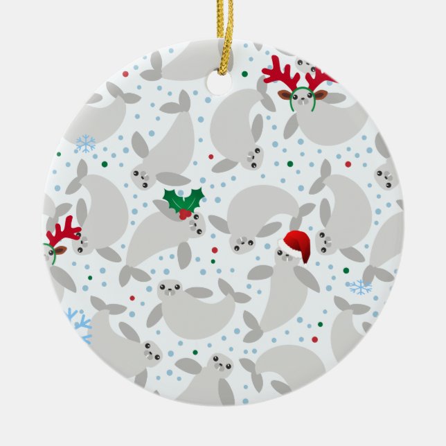 christmas manatee julgransprydnad keramik (Framsidan)