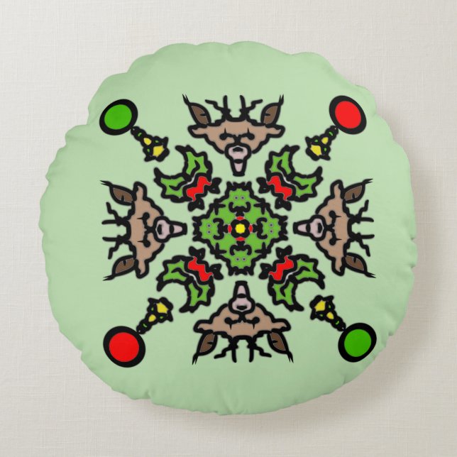 Christmas Mandala Pattern Rund Kudde (Framsidan)