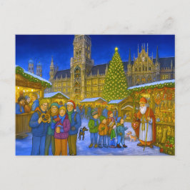 Christmas Market at Marienplatz Munich Helg Vykort
